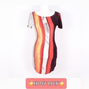 Rachel Roy Red Orange Watercolor Striped Modal Dress Size XL ⭐️HOST PICK⭐️